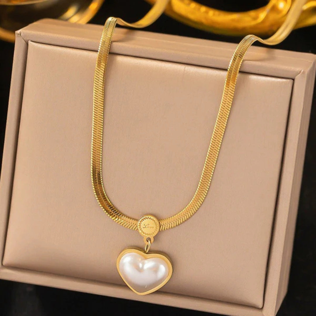 Anti Tarnish Pearl Heart Pendant Gold Chain For Women Just Rs.499/-
