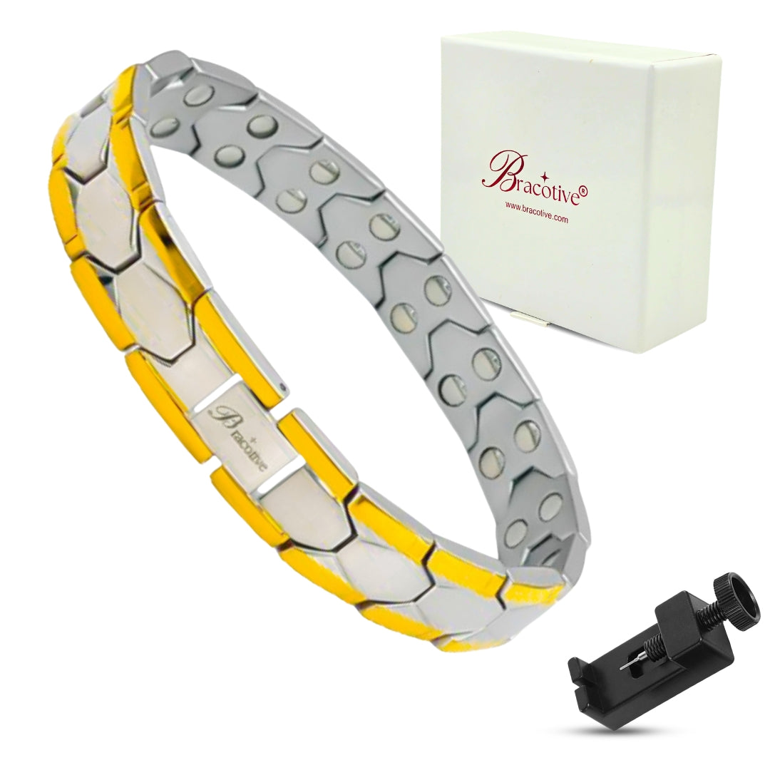 Combo Magnetic Bracelet For Men Silver-Gold Pack Of 2 Just Rs. 1499/-