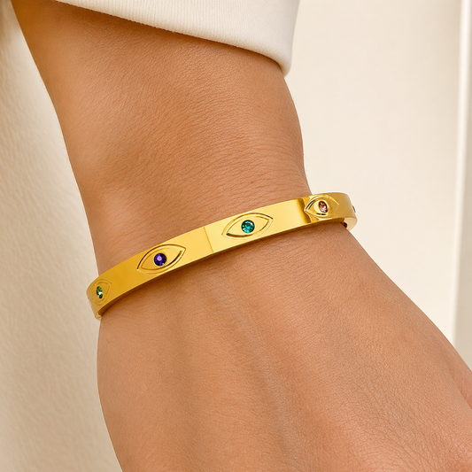 MultiColour Evil Eye Golden Bangle For Women Just Rs.399/-