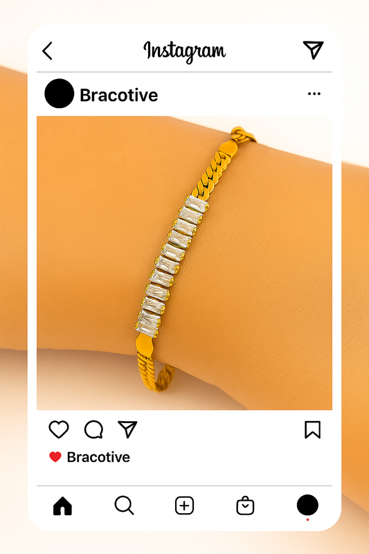 Anti-Tarnish Waterproof Diamond Bracelet For Women Gold Plated