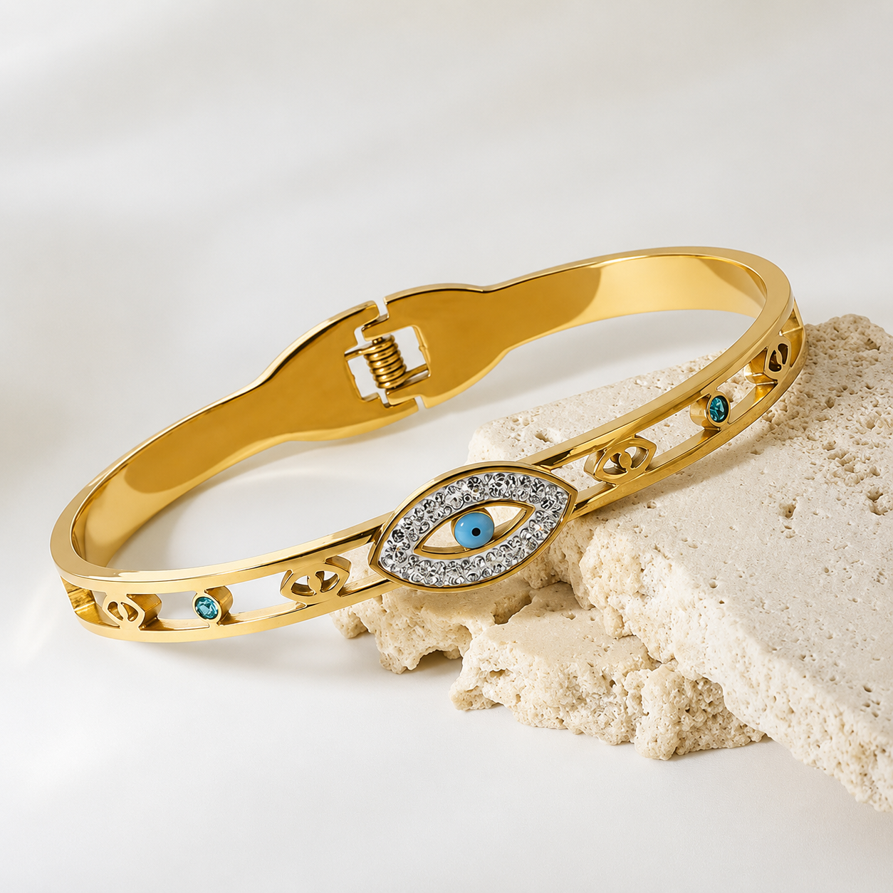 Blue Evil Eye Golden Bangle For Women Just Rs.399/-