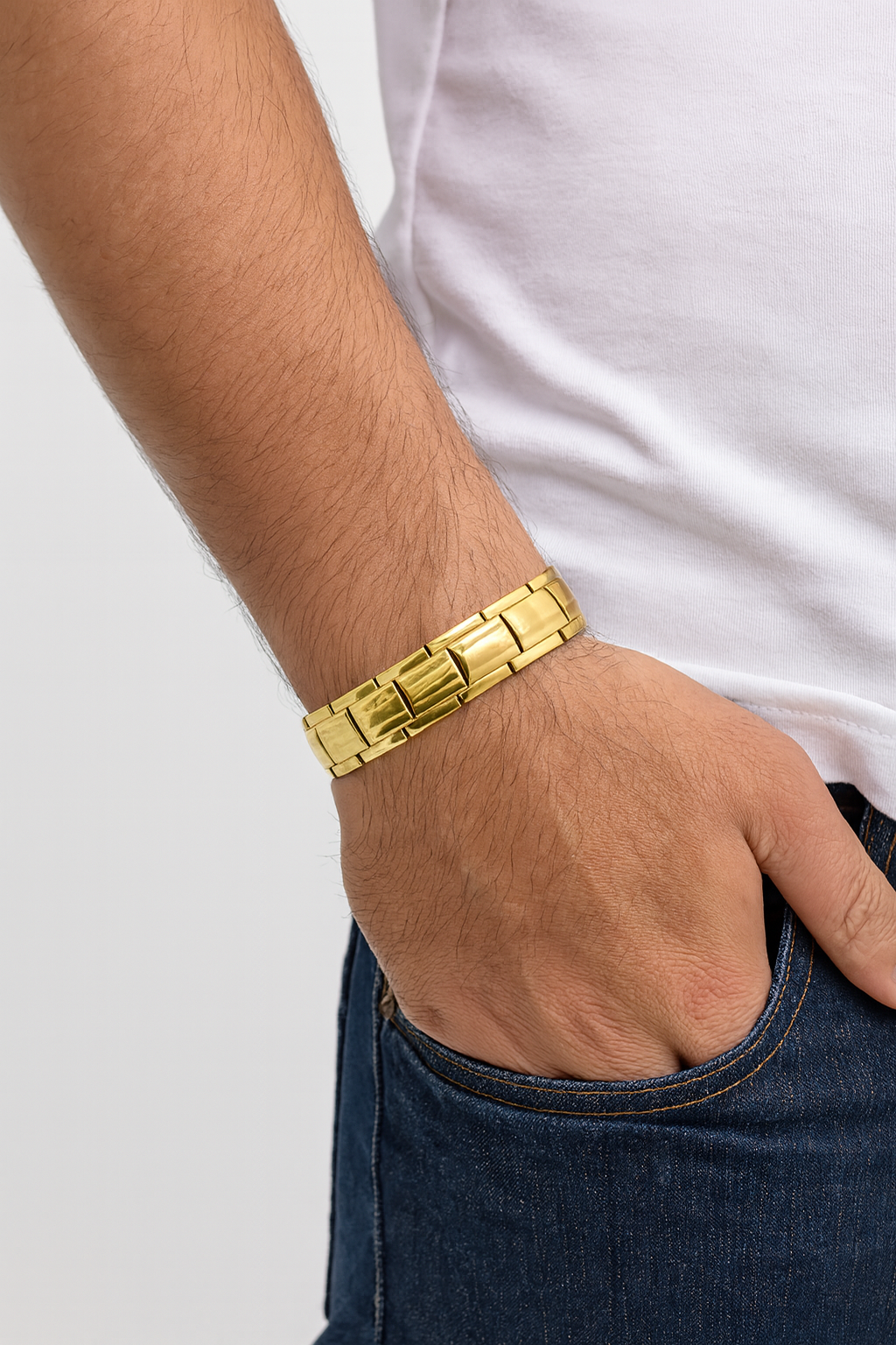 Golden Titanium Bracelet For Men Just Rs.1099/-
