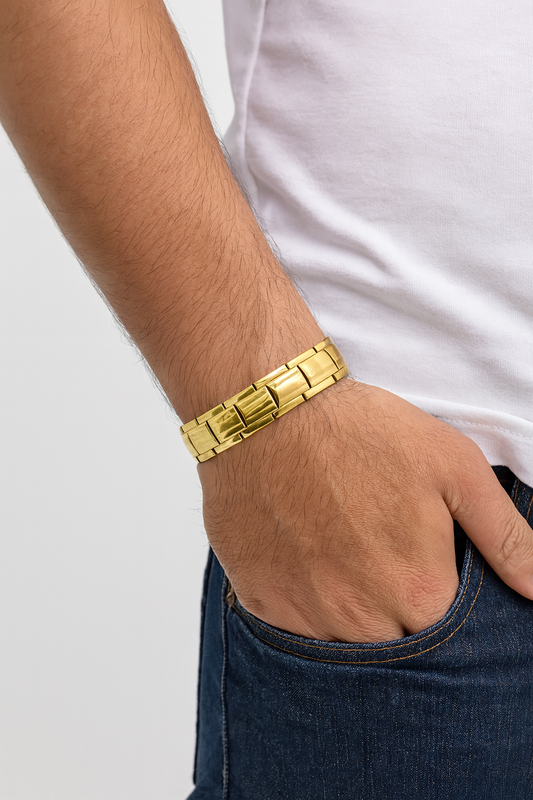 Golden Titanium Bracelet For Men Just Rs.1099/-