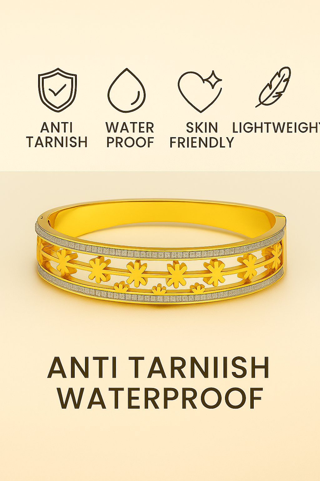 Women Anti Tarnish Bangle Latest Stylish Golden Polish