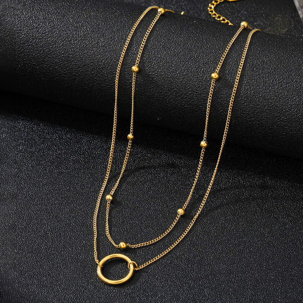 Women Stylish Double Chain Pendant Necklace For Women Skin Friendly Anti Tarnish