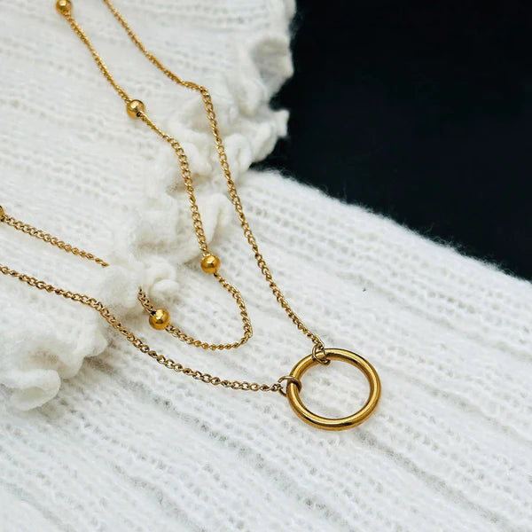 Women Stylish Double Chain Pendant Necklace For Women Skin Friendly Anti Tarnish