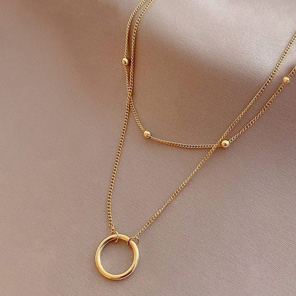 Women Stylish Double Chain Pendant Necklace For Women Skin Friendly Anti Tarnish
