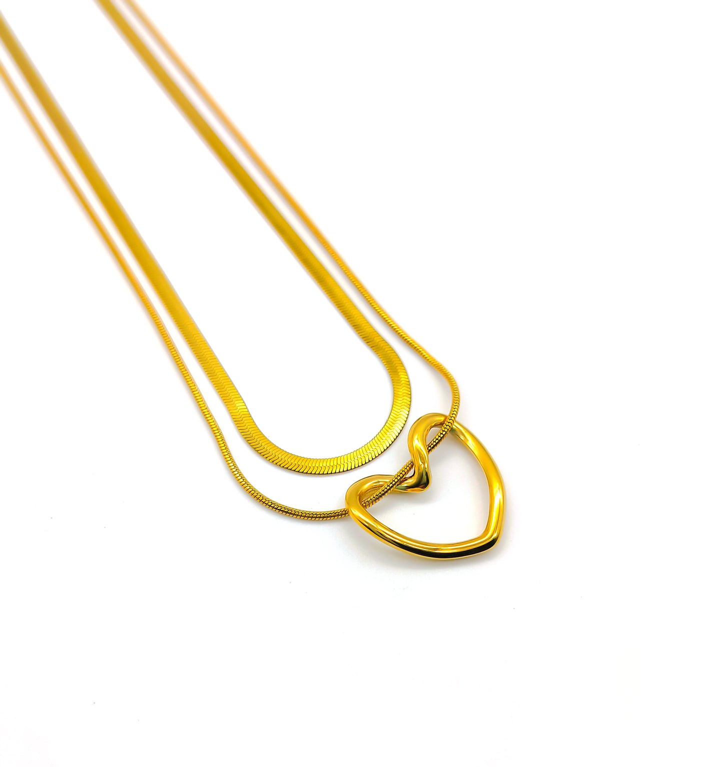 Double Chain Heart Pendant Necklace Best Gift For Womens And Girls