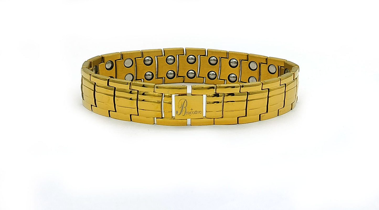 Stylish Gold Plated Titanium Bracelet 22 Power Magnets Trendy Daily Wear Bio Mangetic Bracelet For Men