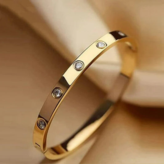 Women Simple Anti Tarnish Bangle Latest Stylish Golden Polish