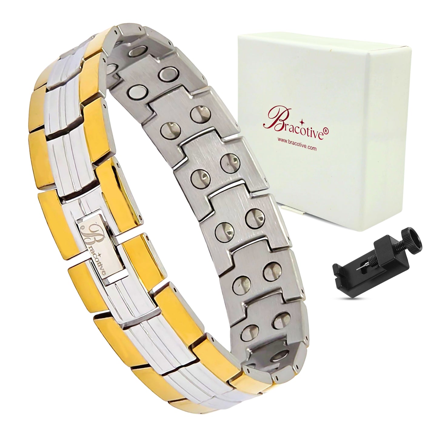 Combo Magnetic Bracelet For Men Silver-Gold Pack Of 2 Just Rs. 1499/-