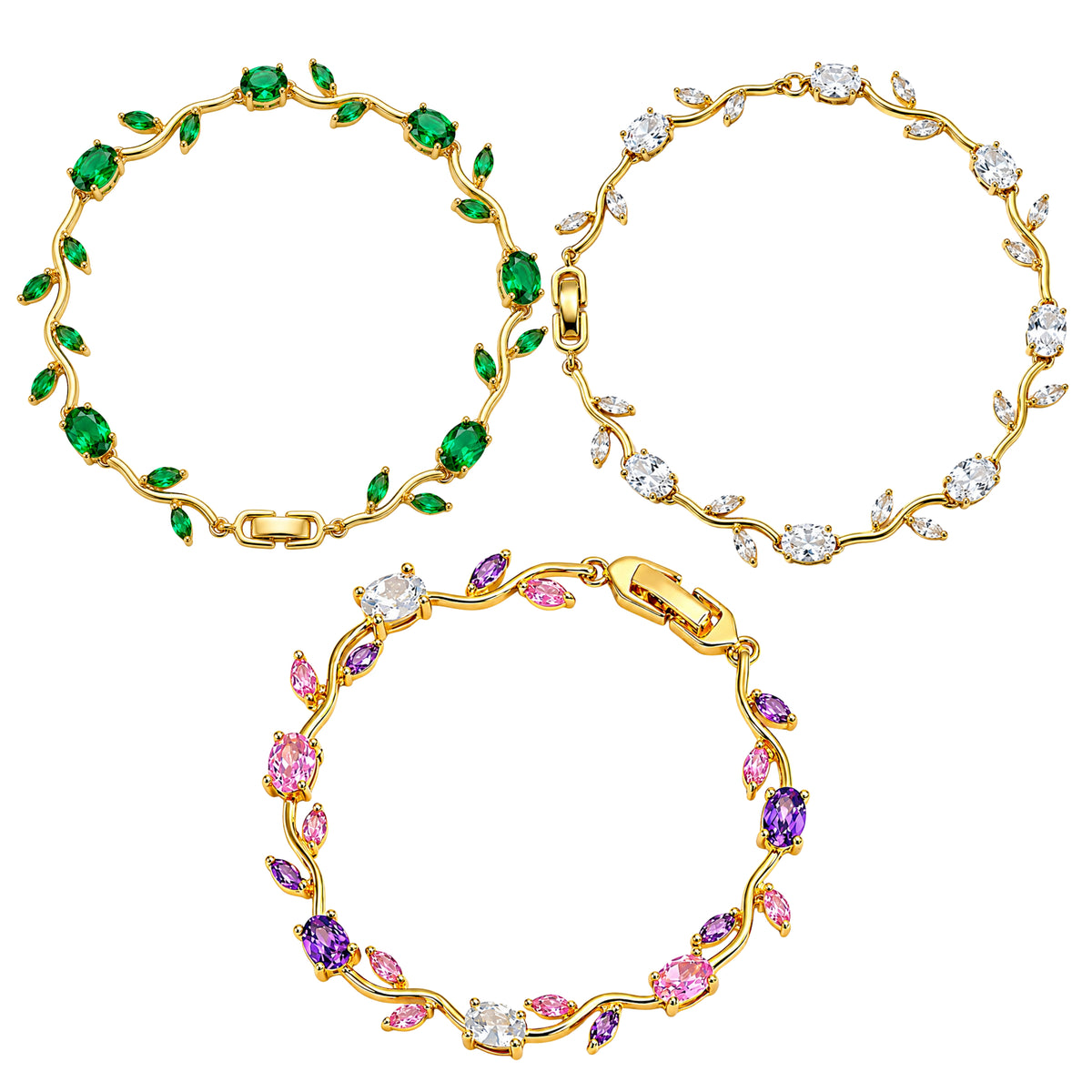 White Purple Green Combo Tulip Bracelet