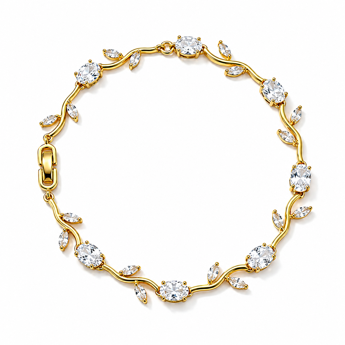 White Gold Tulip Bracelet Crystal Floral