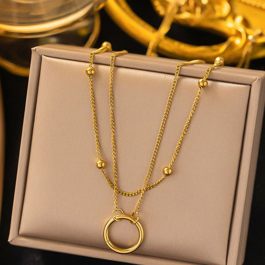 Women Stylish Double Chain Pendant Necklace For Women Skin Friendly Anti Tarnish