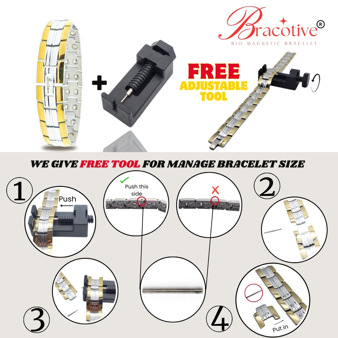 Premium Silver-Gold Magnetic Bracelet Just Rs.999/-