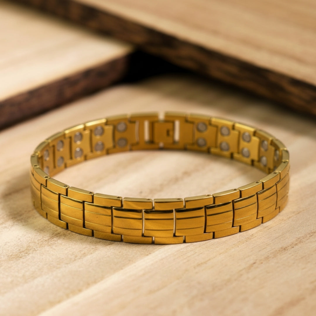 Golden Titanium Bracelet For Men Just Rs.1099/-