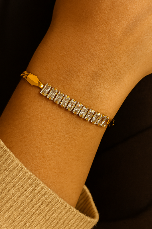 Anti-Tarnish Waterproof Diamond Bracelet For Women Gold Plated