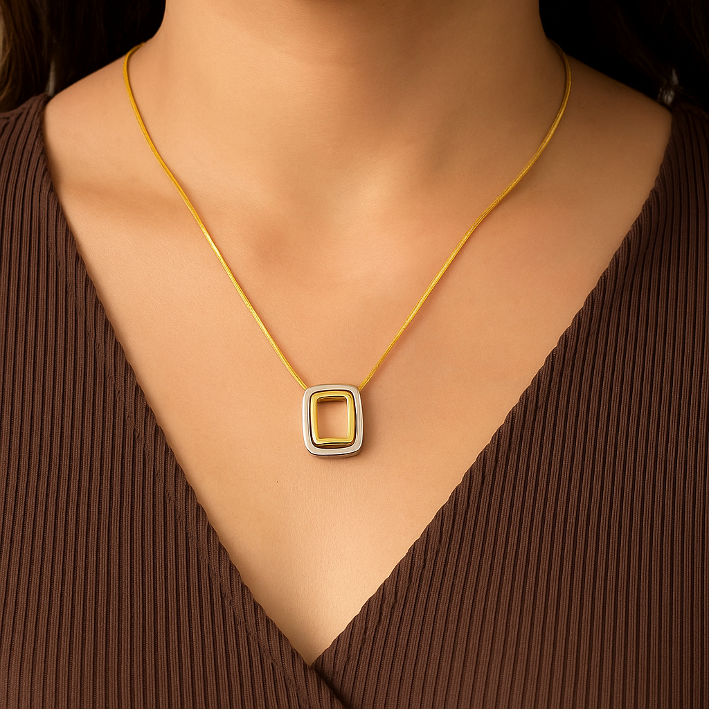 Trending Sqaure Shape Ring Pendant Chain For Girls Gift For Birthday/Anniversary