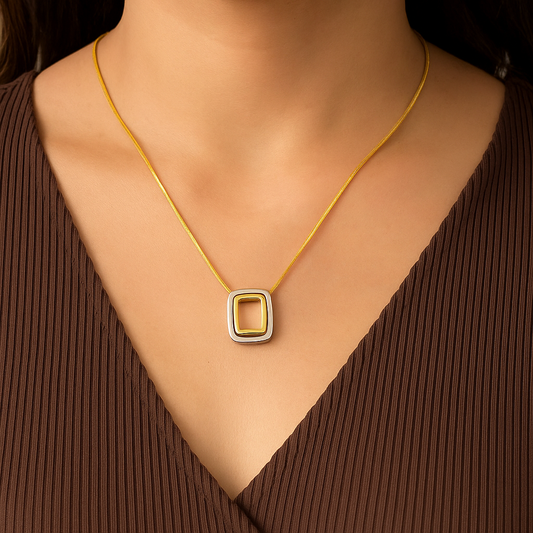 Trending Sqaure Shape Ring Pendant Chain For Girls Gift For Birthday/Anniversary