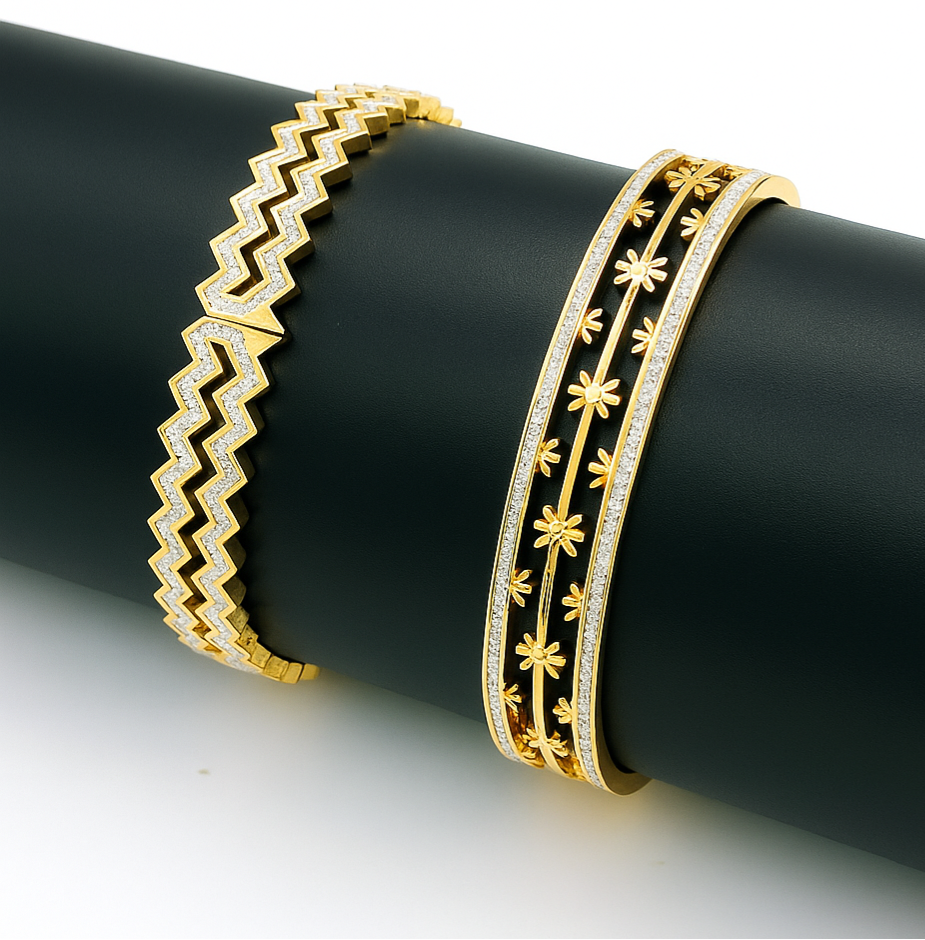 New Diamond Bangle Latest Trending Design For Women & Girls Pack of 2 Different Design (Copy)