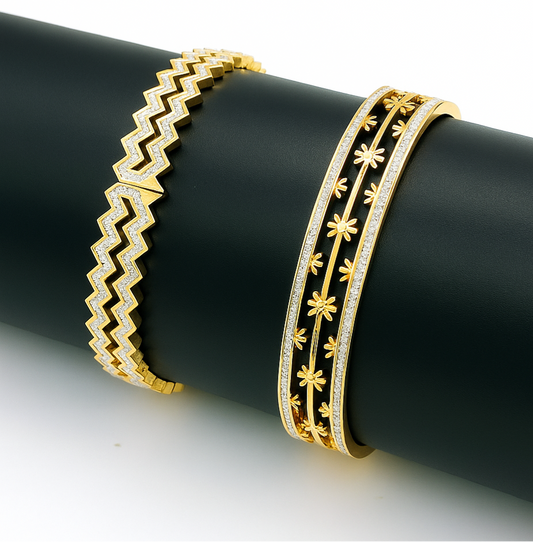 New Diamond Bangle Latest Trending Design For Women & Girls Pack of 2 Different Design (Copy)